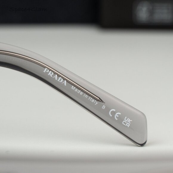 BRAND NEW Prada PR10ZS 16Z70B Transparent Asphalt Grey Square Unisex Sunglasses - Picture 8 of 9